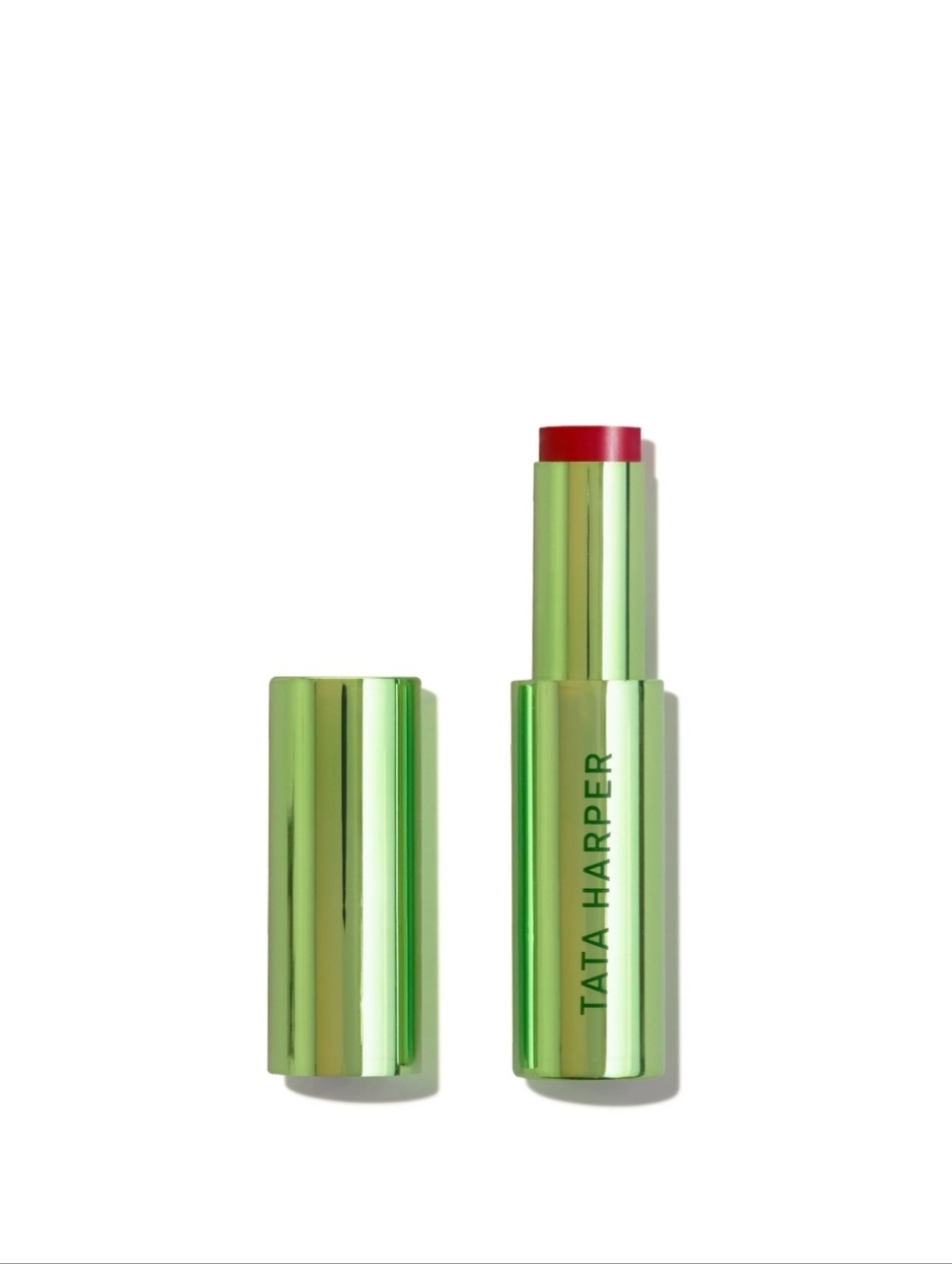 Tata Harper Red Lip Treatment Stick in Green Tube. The Color Is JUICY. See pic